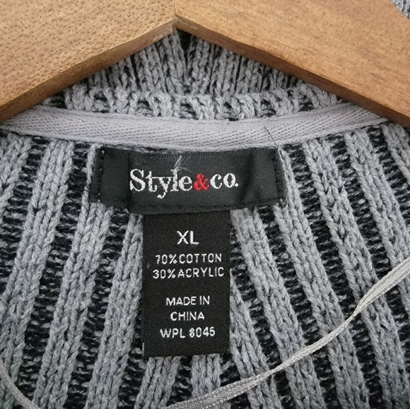 Style & Co. Ribbed Cable Knit Goth Alternative Sweater - Picture 3 of 4